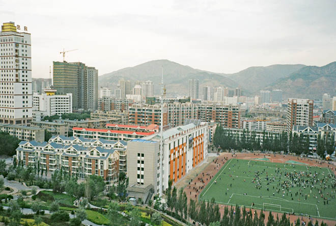 view of Xining from a room of Lete Hostel
