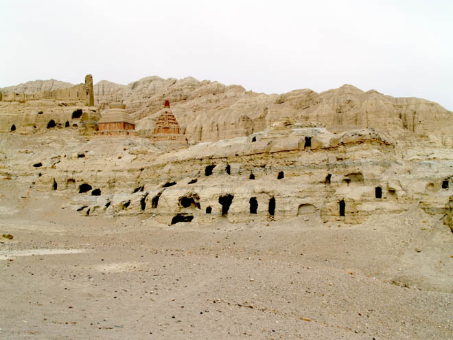 the lower rows of caves
