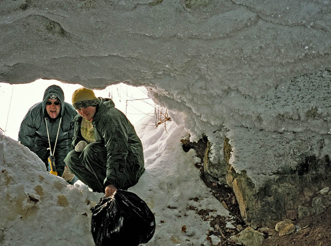 cave entrance in winter