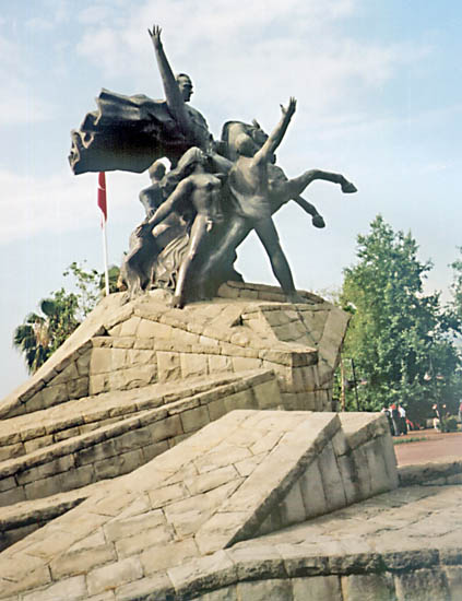 monument of Ataturk with revolutionary nude woman