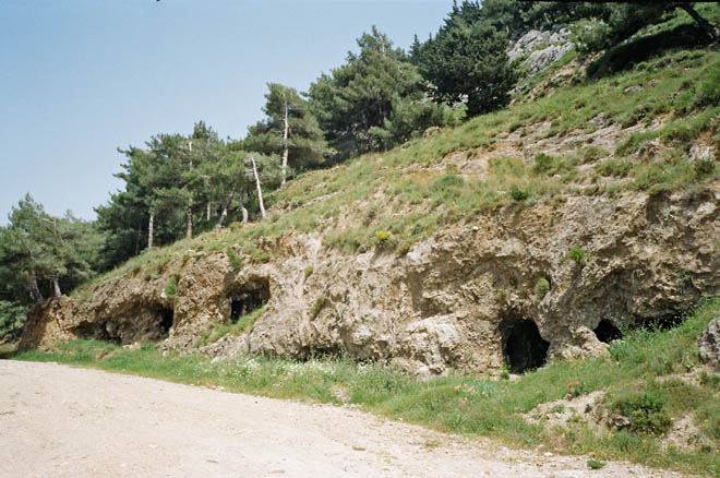Mount Silpius - rock tombs at the upper road