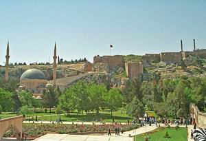 fortress of Urfa/Edessa above the Mosque of Prophet Abraham and fairy gardens